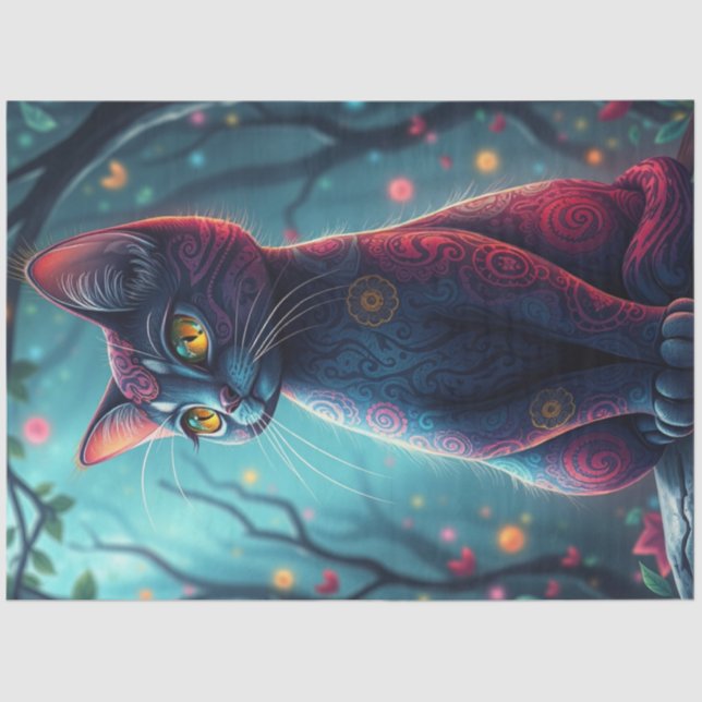 Papel De Seda Roxo Fantasy Cat (Frente )