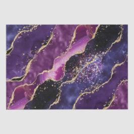 Papel De Seda Roxo Luxuoso Ágata com Brilho Dourado