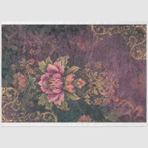Papel De Seda Roxo Mal-humorado & Padrão Verde & Decoupage de Fl