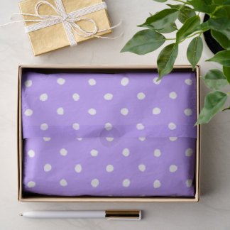 Papel De Seda Roxo Pastel Com Bolinhas Brancas Irregulares