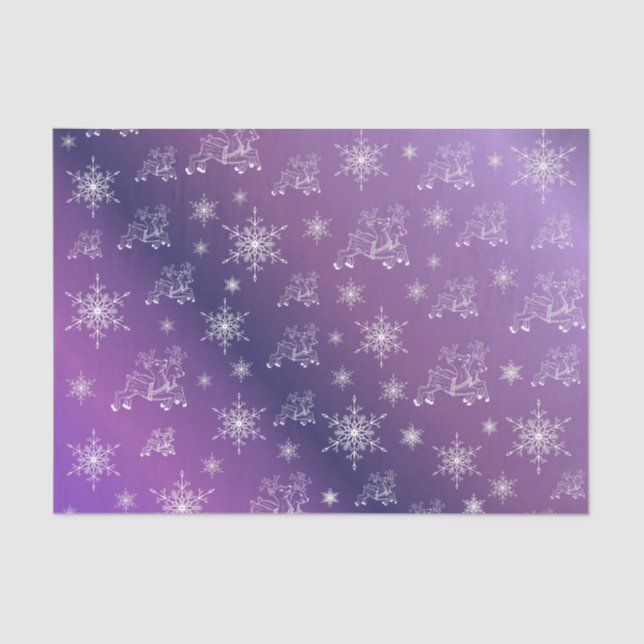 Papel De Seda roxo,rena, estrela, estrelas, floco de neve, natal (Frente )