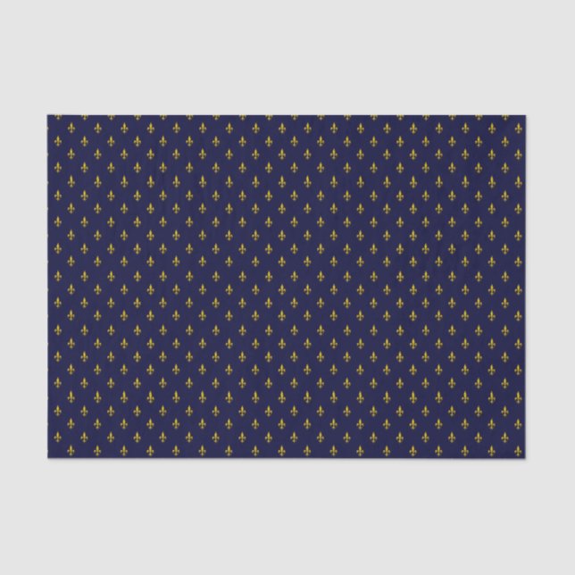 Papel De Seda Royal Blue Fleur De Lis Pattern (Frente )