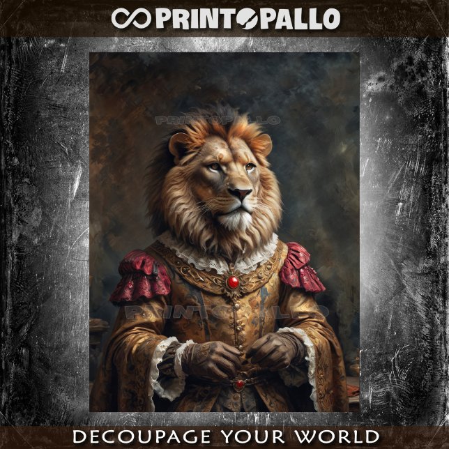 Papel De Seda Royal Renaissance vestida Lion com colar rubi (Criador carregado)