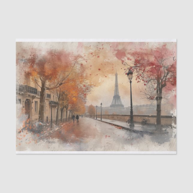 Papel De Seda "Rua Blush de Paris" Decoupage de Aquarela (Frente )