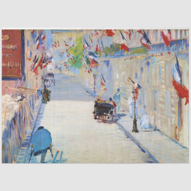 Papel De Seda Rua com Bandeiras Francesas, Manet (Frente )