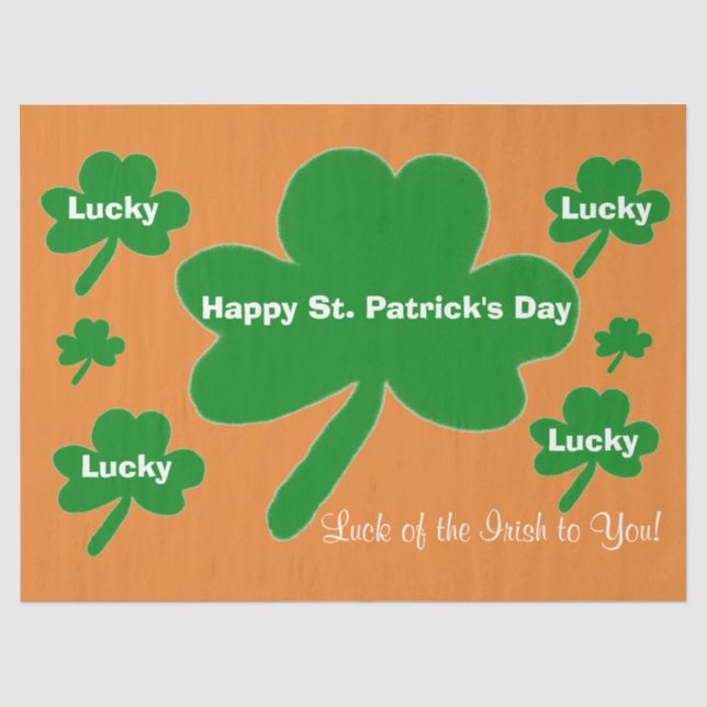 Papel De Seda Rua, o dia de Patrick é um Shamrocks Cor de Laranj (Frente )
