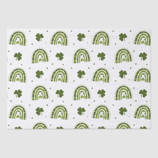Papel De Seda Rua Verde Shamrock Boho Rainbow.Dia de Patrick (Frente )