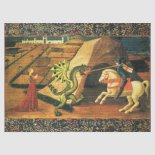Papel De Seda RUAS. GEORGE, DRAGON E PRINCESA Dourados, amarel