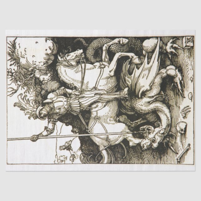 Papel De Seda RUAS. GEORGE E DRAGON, preto branco (Frente )