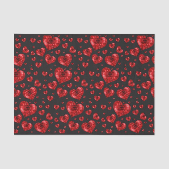 Papel De Seda Ruby Red Heart Gems (Frente )