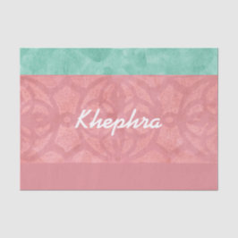 Papel De Seda Ruddy Pink Batik E Blue Watercolor Name