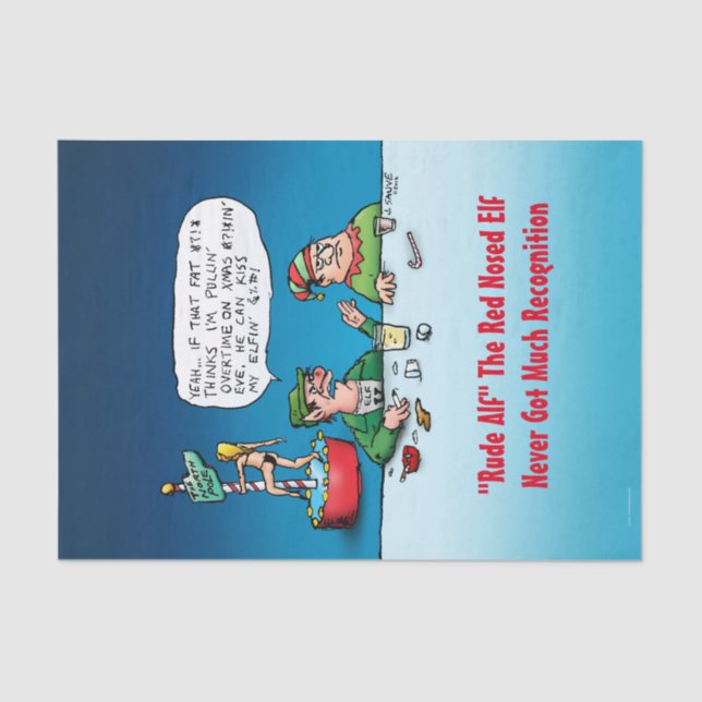 Papel De Seda Rude Alf Red Nosed Elf Engraçado Xmas (Frente )