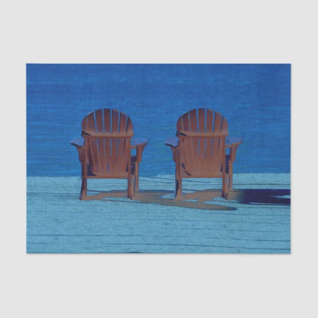 Papel De Seda Russo Adirondack Brown Beach Chairs Blue Ocean (Frente )