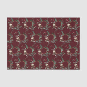 Papel De Seda Russo Frame Dourado Berry Pinecone Wreath Natal