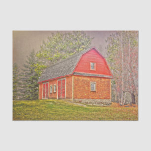 Papel De Seda Russo Vintage Campo Vermelho Farmhouse Madeira Cel