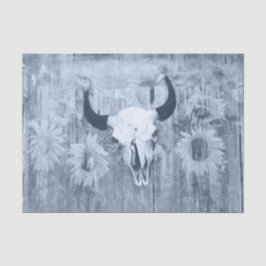 Papel De Seda Russo Western Bull Crânio empoeirado Azul