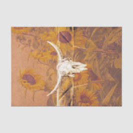 Papel De Seda Russo Western Vintage Cai Girassóis Caimento Touro