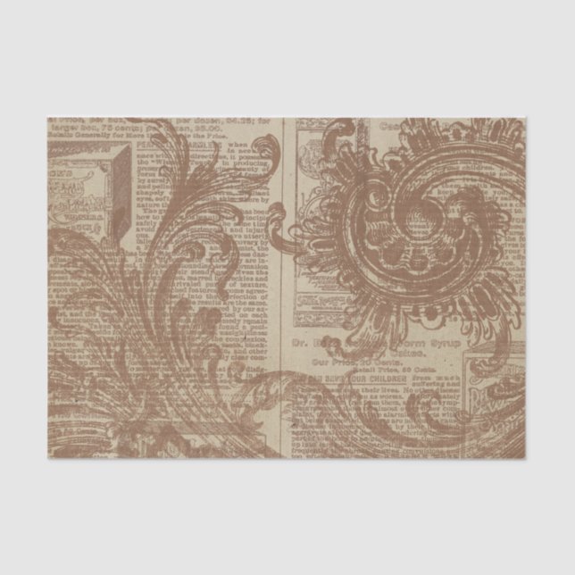 Papel De Seda Rust Brown Filigree (Frente )