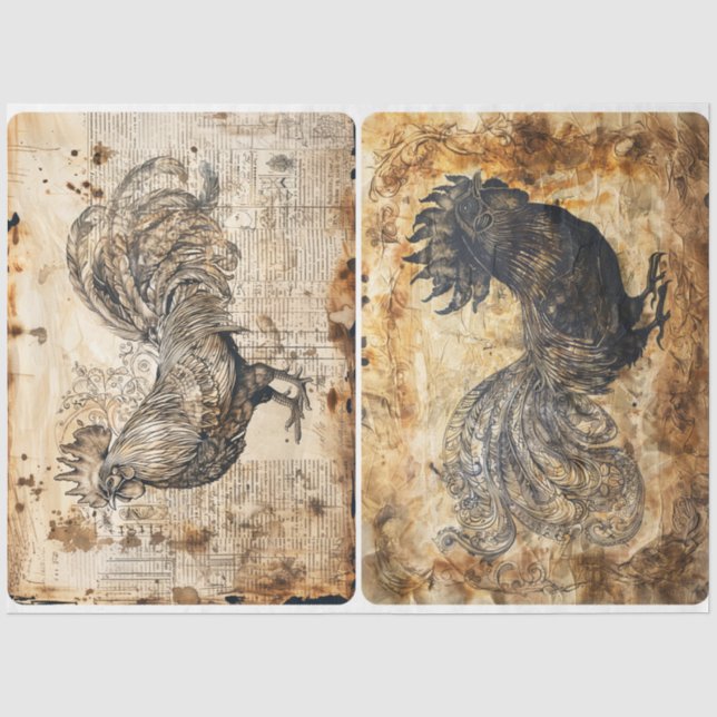Papel De Seda Rust Roosters Crusty (Frente )