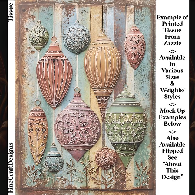 Papel De Seda Rustic Boho Chic Holiday Ornaments EA1R Decoupage (Criador carregado)