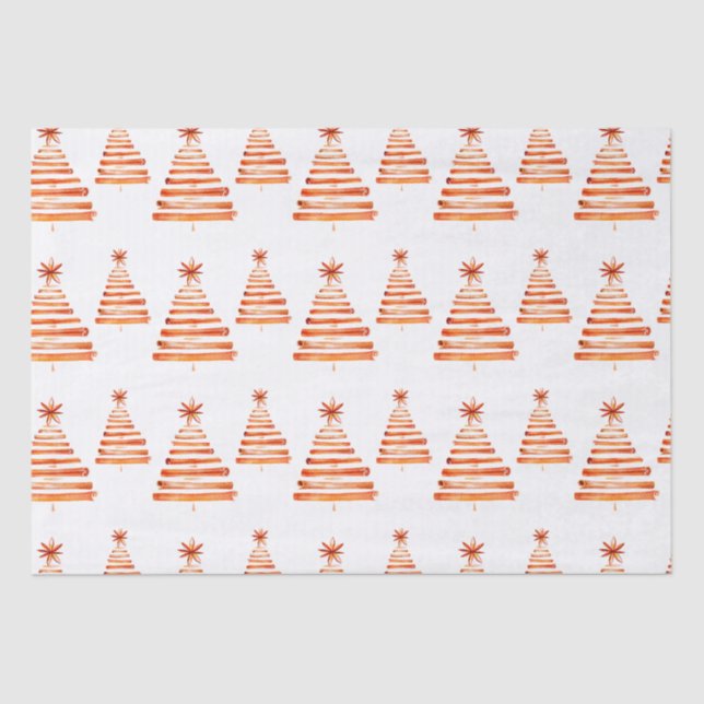 Papel De Seda Rustic Boho Red Cinnamon Stick Trepa de Natal (Frente )