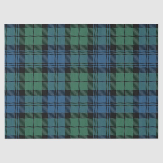 Papel De Seda Rustic Campbell Xadrez Blue Green Tartan (Frente )