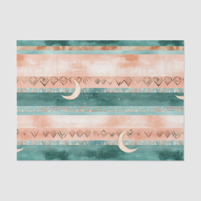 Papel De Seda Rustic Celestial Faixa Lua Sol Terroso (8) (Frente )
