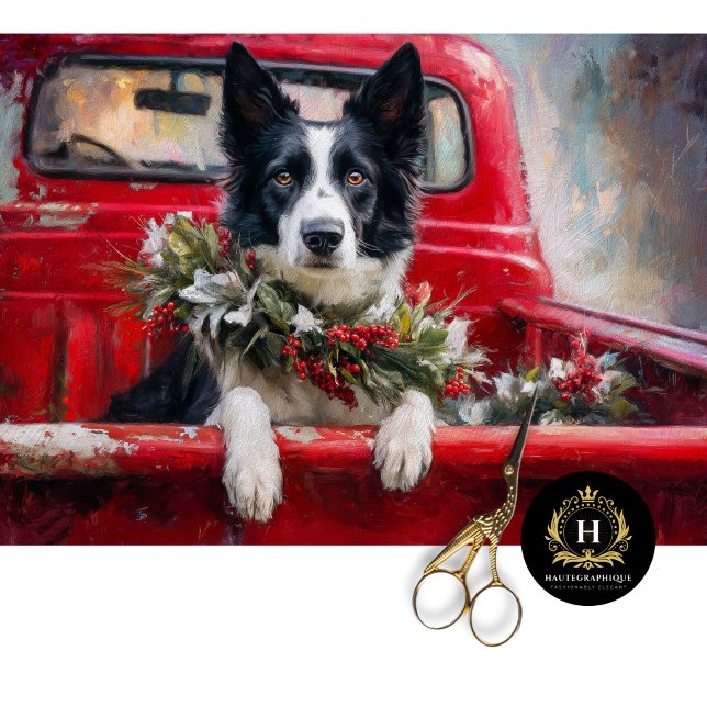 Papel De Seda Rustic Christmas Border Collie Decoupage (Criador carregado)