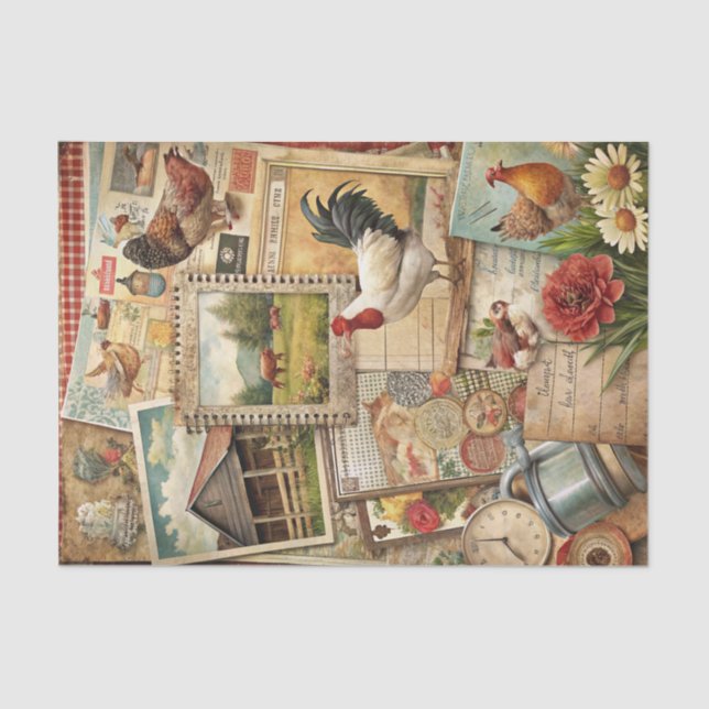 Papel De Seda Rustic Collage Barn and Country Ephemera Crafting (Frente )