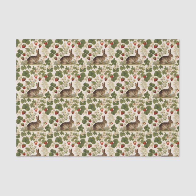 Papel De Seda Rustic Easter Bunny Strawberry (Frente )
