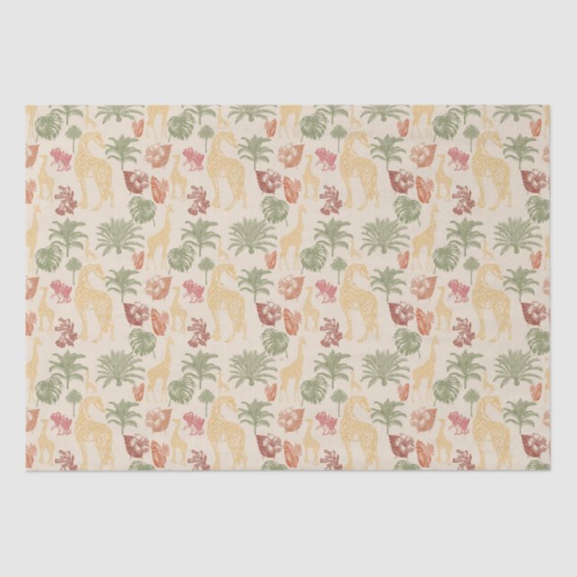 Papel De Seda Rustic Giraffe Floral (Frente )