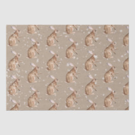 Papel De Seda Rustic Kraft Elegant Snowy Winter Animal Hare