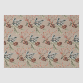 Papel De Seda Rustic Kraft Juniper Pine Cones Ilex Berries