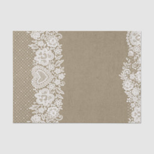 Papel De Seda Rustic Kraft & Lace Farmhouse Chic