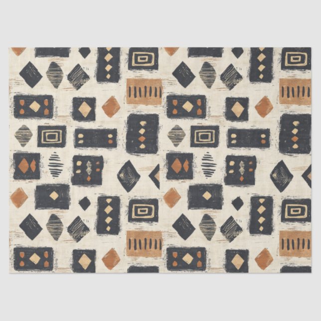 Papel De Seda Rustic Mudcloth Geometric Pattern (2) (Frente )