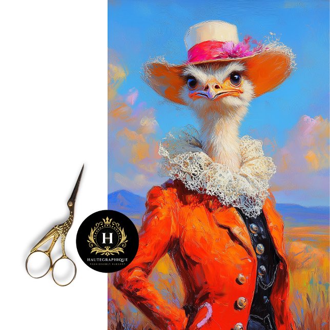 Papel De Seda Rustic Orange Elegance Ostrich Primavera Floral (Criador carregado)