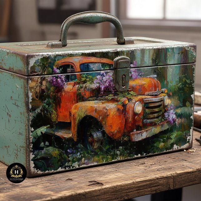 Papel De Seda Rustic Orange Floral Truck Decoupage (Criador carregado)