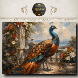 Papel De Seda Rustic Peacock Terrace Decoupage