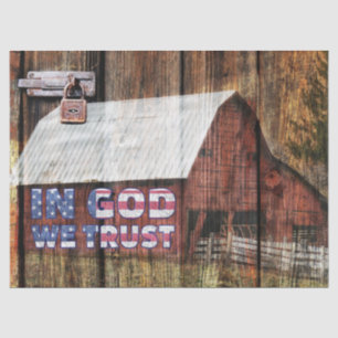 Papel De Seda Rustic Red Faded Barn Com Trava Em Deus Nós Confi