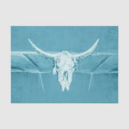 Papel De Seda Rustic Teal Blue Girly Western Bull Crânio