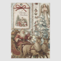 Rustic Vintage Santa Claus Collage Decoupage