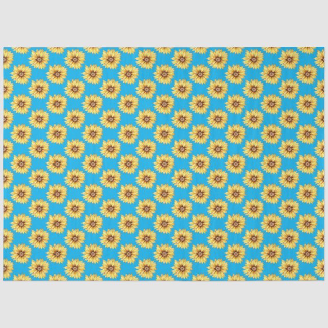 Papel De Seda Rustic Watercolor Sunflower Patterno Floral (Frente )