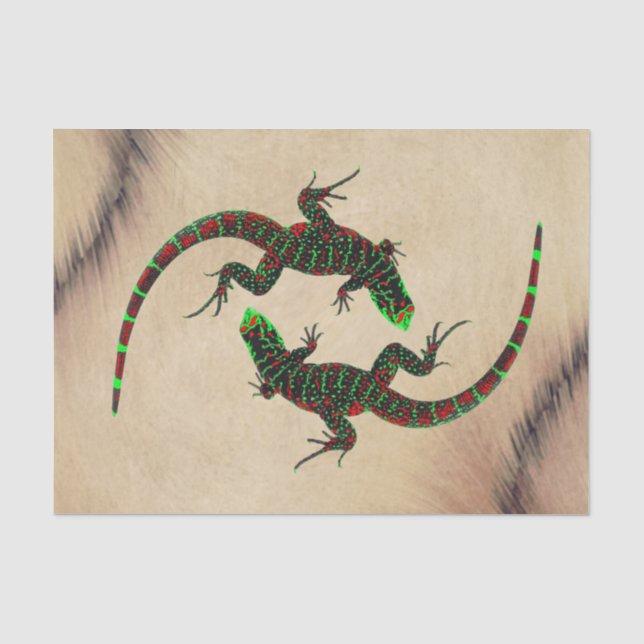 Papel De Seda Rustic Yin Yang Lizards (Frente )