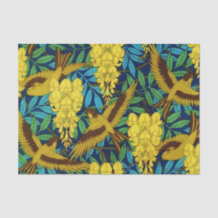 Papel De Seda Rústica Vintage Pássaros Tropicais Selvagens Flora