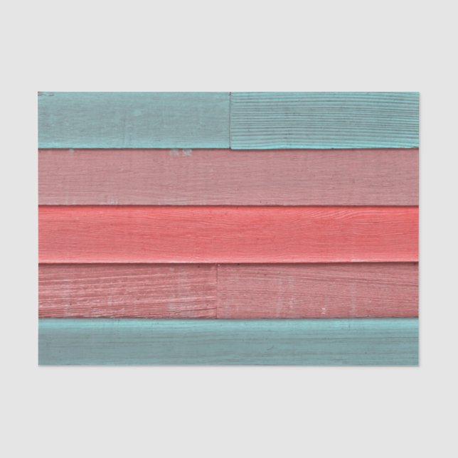 Papel De Seda Rústico País Verde Azul Rosa Grão de Madeira (Frente )