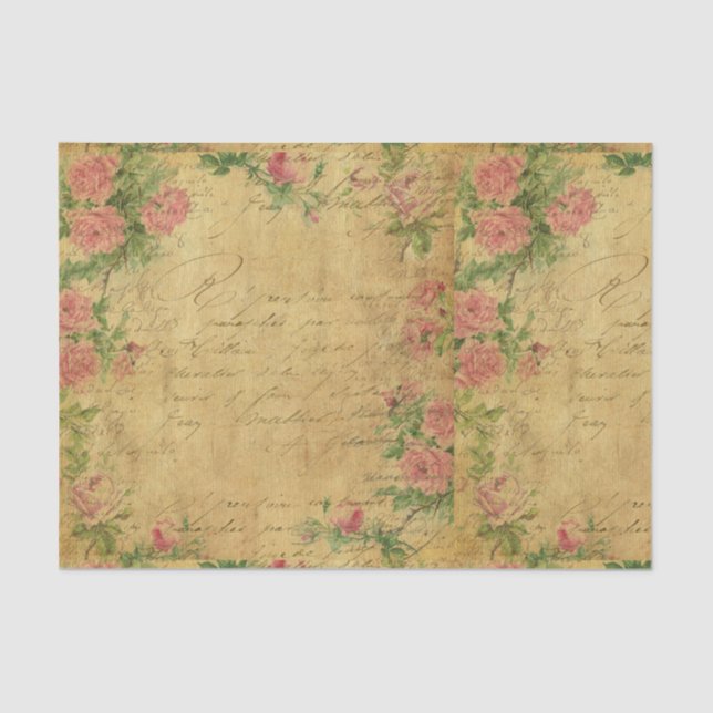 Papel De Seda rústico, Parchement, vestido, floral, letras, (Frente )