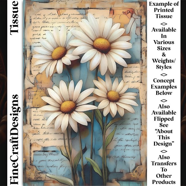 Papel De Seda Rustico Shabby Chic Margaridas Brancas DB5R Decoup (Criador carregado)
