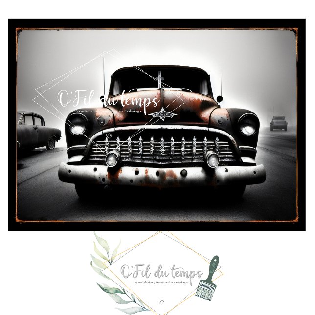 Papel De Seda Rusty old car no2 post-apocallyptic Tissue paper  (Criador carregado)