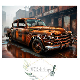 Papel De Seda Rusty old car no3 post-apocallyptic Tissue paper 