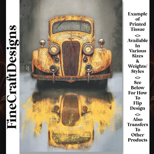 Papel De Seda Rusty Retro Yellow Ficted Car AU7 Decoupage (Criador carregado)